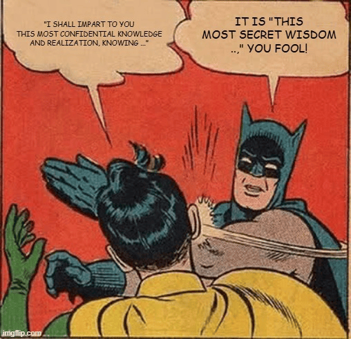 Batman meme satirizing a change in wording in Śrīla Prabhupāda's Bhagavad-gītā